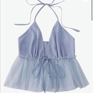 Ruffle Tie Front Halter Cami